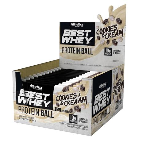 Caixa com 12 Unid Best Whey Protein Ball Cookies Cream Atlhetica Nutrition Menor preço em Caixa com 12 Unid Best Whey Protein Ball Cookies Cream Atlhetica Nutrition