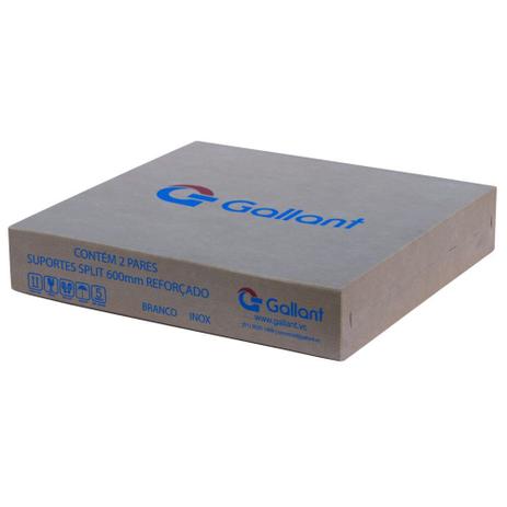 Caixa com 2 Pares Suporte Split Gallant 600mm com Reforço Inox Menor preço em Caixa com 2 Pares Suporte Split Gallant 600mm com Reforço Inox