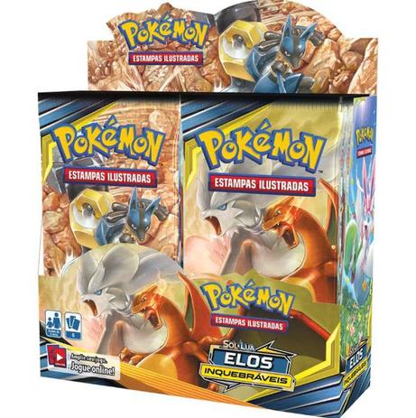 Caixa Com 36 Booster Pokémon Sol Lua Elos Inquebraveis - Copag Menor preço em Caixa Com 36 Booster Pokémon Sol Lua Elos Inquebraveis - Copag