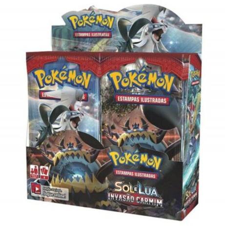 Caixa Com 36 Booster Pokémon Sol Lua Invasão Carmim - Copag Menor preço em Caixa Com 36 Booster Pokémon Sol Lua Invasão Carmim - Copag
