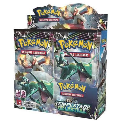 Caixa Com 36 Booster Pokémon Sol Lua Tempestade Celestial - Copag Menor preço em Caixa Com 36 Booster Pokémon Sol Lua Tempestade Celestial - Copag
