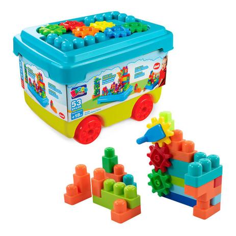 Caixa De Brinquedo Com Blocos E Engrenagens De Montar 53 Pecas Wp Connect Dismat Blocos De Montar Magazine Luiza
