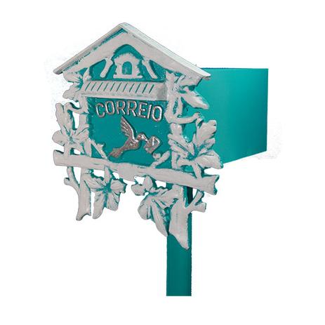 Caixa de Correio Colonial Folhas Azul e Branco - Cdl caixas Menor preço em Caixa de Correio Colonial Folhas Azul e Branco - Cdl caixas