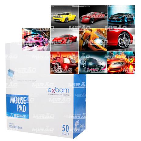 Caixa de mousepad expositora com 50pcs e 10 mod - MP-2218C - Exbom Menor preço em Caixa de mousepad expositora com 50pcs e 10 mod - MP-2218C - Exbom