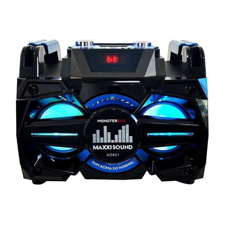 Caixa de Som Amplificada 180W RMS Monsterbox Preta Bivolt Maxxi Sound Menor preço em Caixa de Som Amplificada 180W RMS Monsterbox Preta Bivolt Maxxi Sound