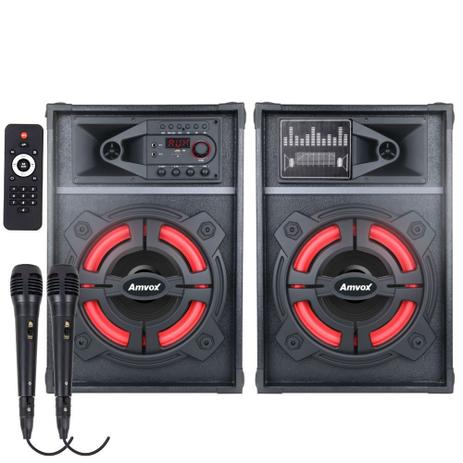 Caixa de Som Amplificada Amvox ACA 1212 New X 800w Bluetooth, USB, Equalizador, 2 Microfones com fio Menor preço em Caixa de Som Amplificada Amvox ACA 1212 New X 800w Bluetooth, USB, Equalizador, 2 Microfones com fio