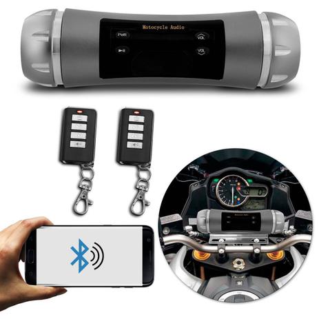 Caixa de Som Bluetooth Alarme para Moto Universal MP3 SD USB Auxiliar Rádio FM Cinza com Controle - St Menor preço em Caixa de Som Bluetooth Alarme para Moto Universal MP3 SD USB Auxiliar Rádio FM Cinza com Controle - St