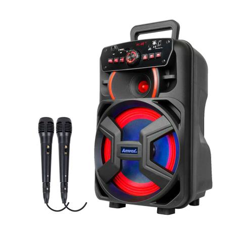 Caixa De Som Portátil Bluetooth Amvox ACA 221 Gigante II Com 02 Microfones Menor preço em Caixa De Som Portátil Bluetooth Amvox ACA 221 Gigante II Com 02 Microfones