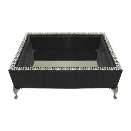 Caixa Decorativa em Tecido Preto c/ Espelho e Strass - DRossi Menor preço em Caixa Decorativa em Tecido Preto c/ Espelho e Strass - DRossi