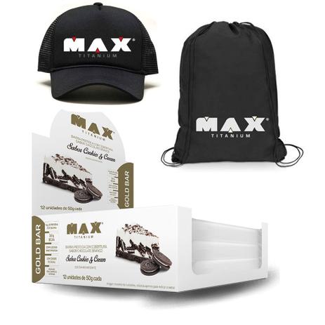 Caixa Gold Bar C/ 12un + Bone + Bolsa Bag - Max Titanium Menor preço em Caixa Gold Bar C/ 12un + Bone + Bolsa Bag - Max Titanium