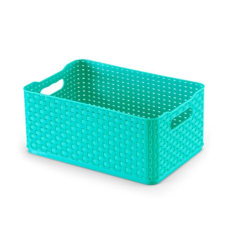 Caixa organizadora 4,5L azul tiffany Rattan 03 Arthi Menor preço em Caixa organizadora 4,5L azul tiffany Rattan 03 Arthi