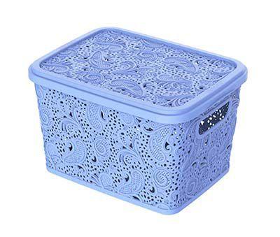 Caixa Organizadora 5,5 litros PP Floral Azul Alça Vazada - com tampa - Uninjet é boa?