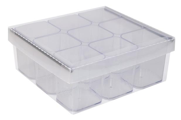 Caixa Organizadora C/9 Porta Objetos Cristal - Dello Menor preço em Caixa Organizadora C/9 Porta Objetos Cristal - Dello