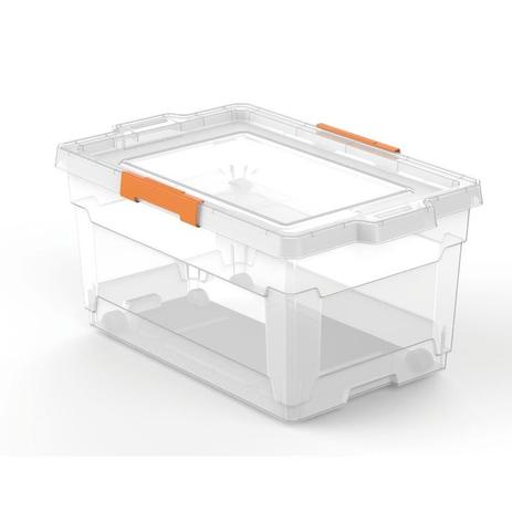 Caixa organizadora com tampa em plastico 60 litros transparente - Tramontina Menor preço em Caixa organizadora com tampa em plastico 60 litros transparente - Tramontina
