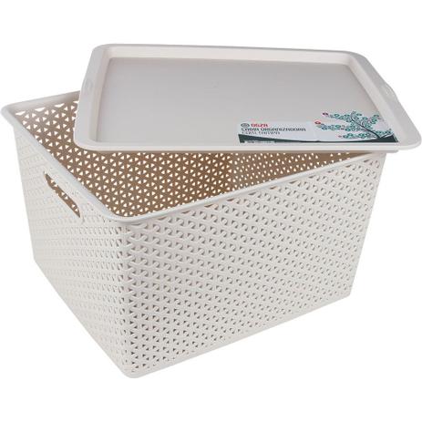 Caixa Organizadora com Tampa Grande CV150696 Ogza Rattan Bege Menor preço em Caixa Organizadora com Tampa Grande CV150696 Ogza Rattan Bege
