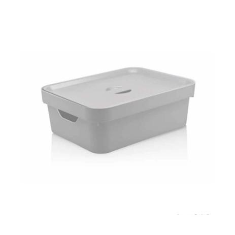 Caixa organizadora Cube 10,5L média com tampa branco OU Menor preço em Caixa organizadora Cube 10,5L média com tampa branco OU