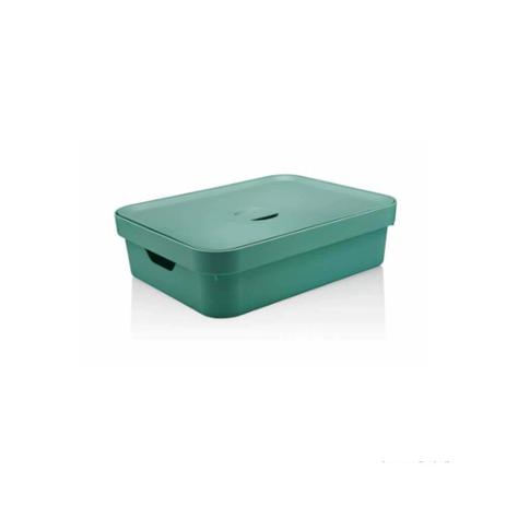 Caixa organizadora Cube 16L grande com tampa baixa verde menta OU Menor preço em Caixa organizadora Cube 16L grande com tampa baixa verde menta OU