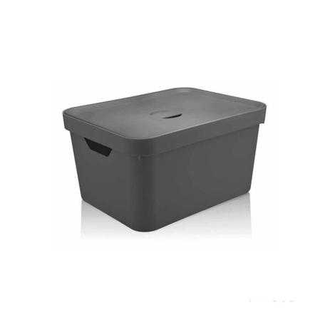 Caixa organizadora Cube 32L grande com tampa chumbo OU Menor preço em Caixa organizadora Cube 32L grande com tampa chumbo OU