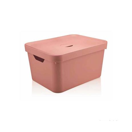 Caixa organizadora Cube 32L grande com tampa rosa quartz OU Menor preço em Caixa organizadora Cube 32L grande com tampa rosa quartz OU