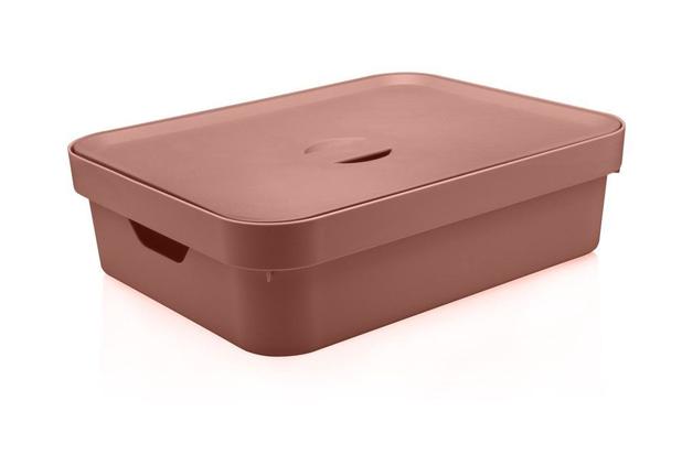 Caixa Organizadora Cube Grande Baixa com Tampa 16l CC550 OU - Terracota Menor preço em Caixa Organizadora Cube Grande Baixa com Tampa 16l CC550 OU - Terracota