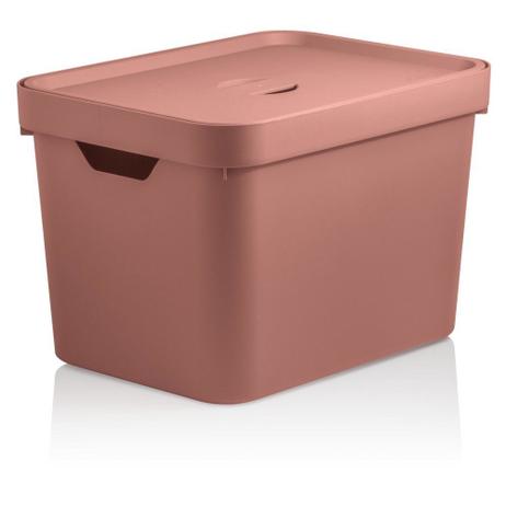 Caixa Organizadora Cube Média com Tampa 18l CC450 OU - Terracota Menor preço em Caixa Organizadora Cube Média com Tampa 18l CC450 OU - Terracota