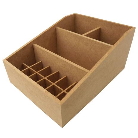 Caixa Organizadora de Maquiagem Aberta em MDF com 15 Divisões 24x18x11,3cm - Palácio da Arte Menor preço em Caixa Organizadora de Maquiagem Aberta em MDF com 15 Divisões 24x18x11,3cm - Palácio da Arte