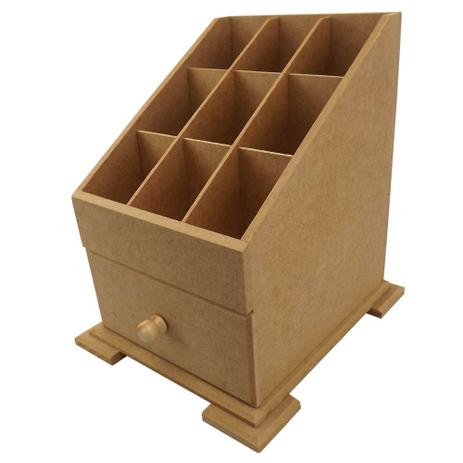 Caixa Organizadora de Maquiagem em MDF com 9 Divisões e 1 Gaveta 25,7x20x23,2cm - Palácio da Arte Menor preço em Caixa Organizadora de Maquiagem em MDF com 9 Divisões e 1 Gaveta 25,7x20x23,2cm - Palácio da Arte