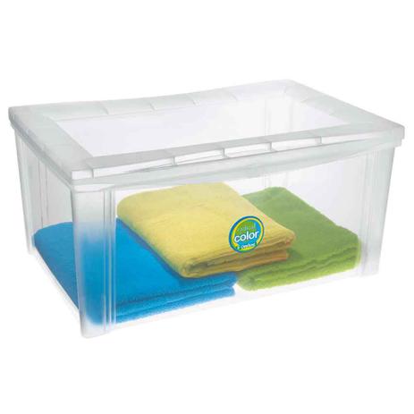 Caixa organizadora de plástico largo Color Kids 65L cristal Ordene Menor preço em Caixa organizadora de plástico largo Color Kids 65L cristal Ordene