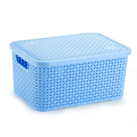 Caixa Organizadora de Plástico Rattan Médio com Tampa Azul - Nitron é boa?