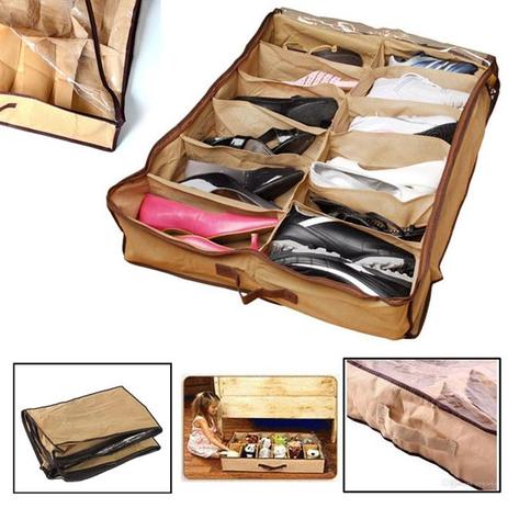 Caixa organizadora de sapatos brinquedos e roupas 12 divisorias sapateira dobravel para cama chao e - Faça resolva Menor preço em Caixa organizadora de sapatos brinquedos e roupas 12 divisorias sapateira dobravel para cama chao e - Faça resolva