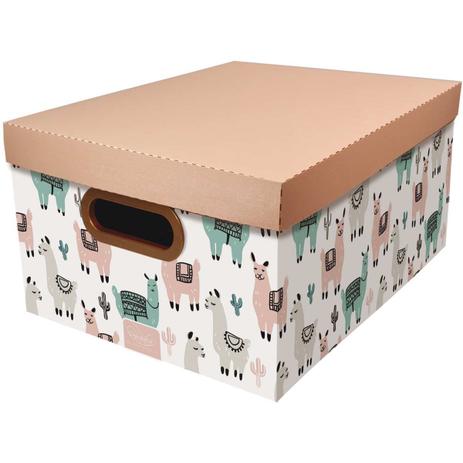 Caixa Organizadora Decorada Media 38X29X18,5CM. Lhama - Dello Menor preço em Caixa Organizadora Decorada Media 38X29X18,5CM. Lhama - Dello
