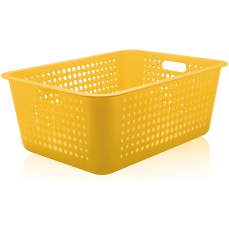 Caixa Organizadora Maxi Grande Organize Cesto Plástico 40l Amarelo - Ou Menor preço em Caixa Organizadora Maxi Grande Organize Cesto Plástico 40l Amarelo - Ou