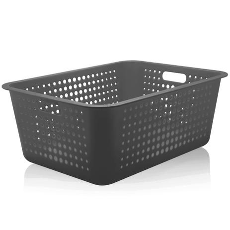 Caixa Organizadora Maxi Grande Organize Cesto Plástico 40l Chumbo - Ou Menor preço em Caixa Organizadora Maxi Grande Organize Cesto Plástico 40l Chumbo - Ou