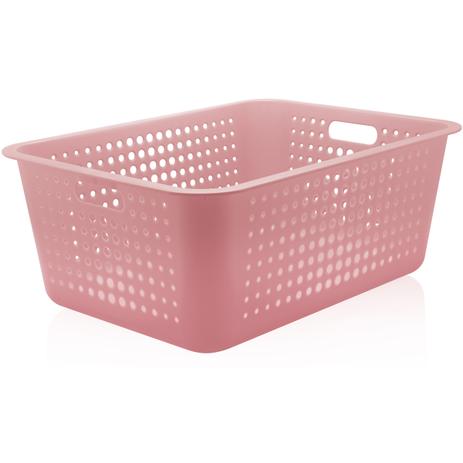Caixa Organizadora Maxi Grande Organize Cesto Plástico 40l Rosa Quartzo - Ou Menor preço em Caixa Organizadora Maxi Grande Organize Cesto Plástico 40l Rosa Quartzo - Ou