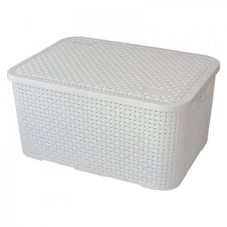 Caixa Organizadora Plástica Cesto Rattan Branca 7 Litros Monte Líbano CR1825 Menor preço em Caixa Organizadora Plástica Cesto Rattan Branca 7 Litros Monte Líbano CR1825
