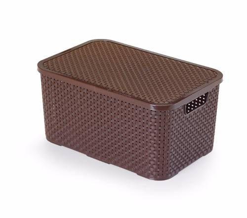 Caixa Organizadora Plástica Cesto Rattan Marrom 7 Litros Monte Líbano CR1825 Menor preço em Caixa Organizadora Plástica Cesto Rattan Marrom 7 Litros Monte Líbano CR1825