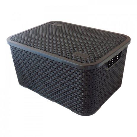 Caixa Organizadora Plástica Cesto Rattan Preta Nitron 069 Menor preço em Caixa Organizadora Plástica Cesto Rattan Preta Nitron 069