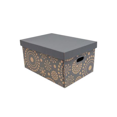 Caixa Organizadora Pratika Decor 46x32cm Cinza - Boxgraphia Menor preço em Caixa Organizadora Pratika Decor 46x32cm Cinza - Boxgraphia