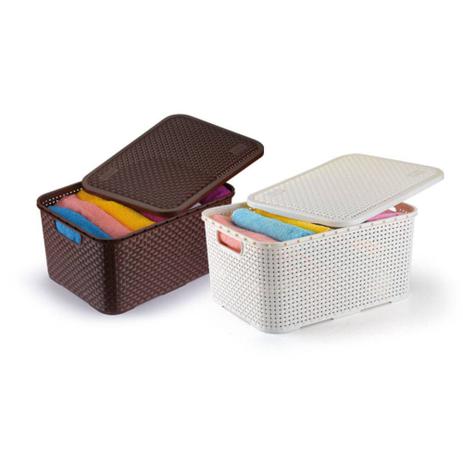 Caixa Organizadora Rattan Grande Color Com Tampa 16l - Imp Menor preço em Caixa Organizadora Rattan Grande Color Com Tampa 16l - Imp