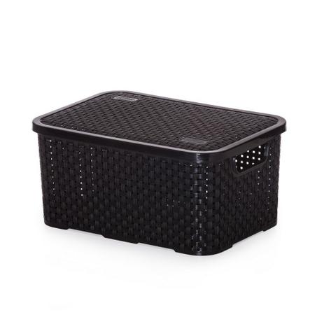 Caixa Organizadora Rattan Medio Com Tampa 12L - Nitron Menor preço em Caixa Organizadora Rattan Medio Com Tampa 12L - Nitron