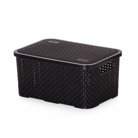 Caixa organizadora rattan medio com tampa 12l sortido - Nitron Menor preço em Caixa organizadora rattan medio com tampa 12l sortido - Nitron