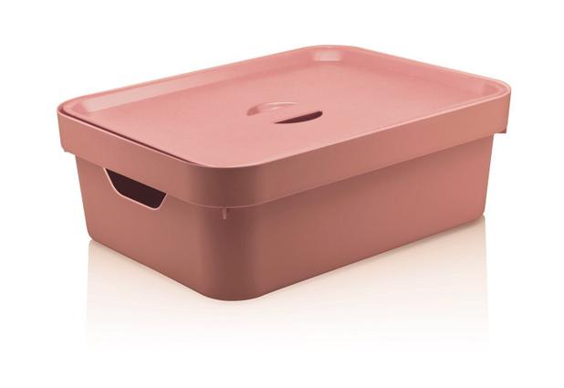 Caixa Organizadora Rosa Cube M Com Tampa - OU Menor preço em Caixa Organizadora Rosa Cube M Com Tampa - OU