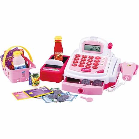 Caixa Registradora Infantil Com Acessórios Rosa - Dm Toys Menor preço em Caixa Registradora Infantil Com Acessórios Rosa - Dm Toys