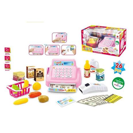 Caixa registradora infantil leitor de codigo de barras acompanha cesta de produtos e compras dinheir - Faça  resolva é boa?