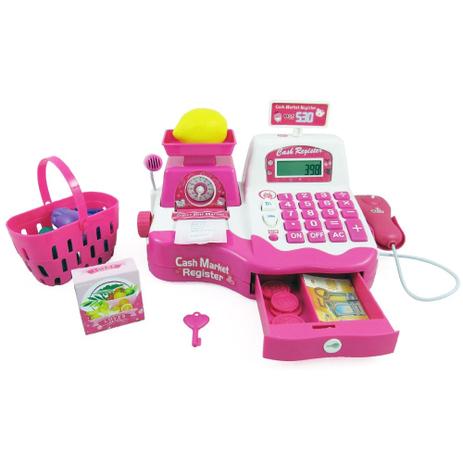 Caixa Registradora Infantil Rosa com Leitor de Código de Barras Fenix Menor preço em Caixa Registradora Infantil Rosa com Leitor de Código de Barras Fenix