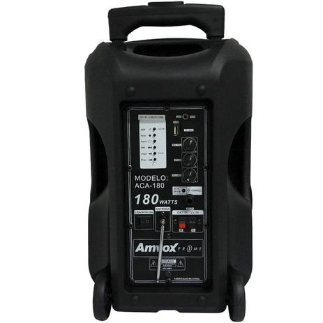 Caixa Som Amplificada Portátil Bluetooth 180W Rms Mp3 Fm Usb Sd Aux Recarregável Amvox ACA 180 Preta Menor preço em Caixa Som Amplificada Portátil Bluetooth 180W Rms Mp3 Fm Usb Sd Aux Recarregável Amvox ACA 180 Preta