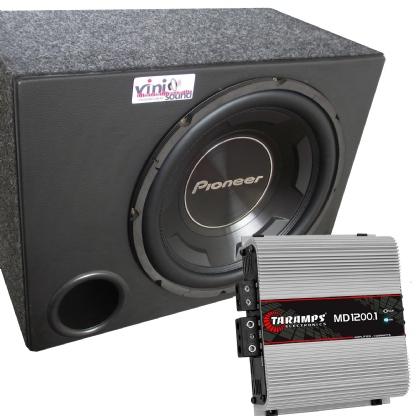 Caixa Subwoofer Pioneer TS-W3090BR 600WRMS 12 Pol + Módulo Taramps - Vinisound Menor preço em Caixa Subwoofer Pioneer TS-W3090BR 600WRMS 12 Pol + Módulo Taramps - Vinisound