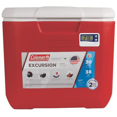 Caixa Térmica com Termômetro 30 QT Vermelho 28,3 Litros - Coleman Menor preço em Caixa Térmica com Termômetro 30 QT Vermelho 28,3 Litros - Coleman