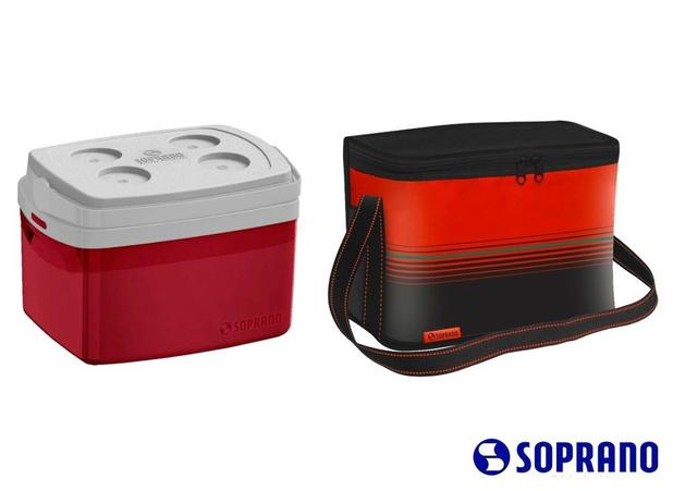 Caixa Térmica Tropical 12 Litros + Bolsa 18 Litros Soprano Vermelho Menor preço em Caixa Térmica Tropical 12 Litros + Bolsa 18 Litros Soprano Vermelho