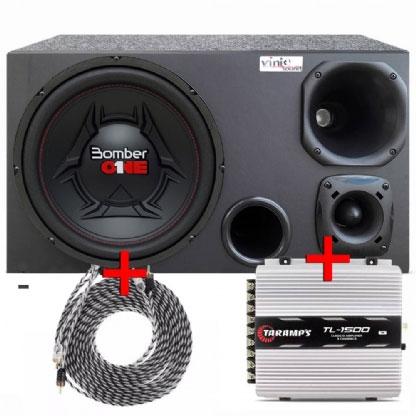 Caixa Trio Bomber One + Driver e Tweeter JBL + Módulo Taramps + Cabo 5m - Vinisound Menor preço em Caixa Trio Bomber One + Driver e Tweeter JBL + Módulo Taramps + Cabo 5m - Vinisound